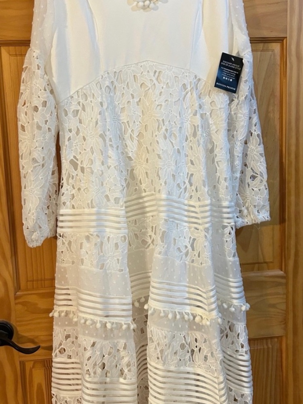 Boston Proper White Lace Maxi Dress